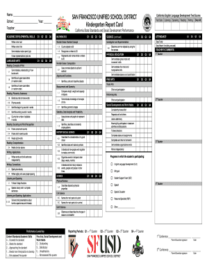 California Kindergarten Report Card