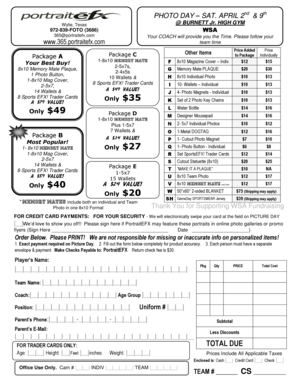 Photo Day Order Form