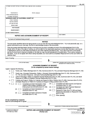 California Notice and Acknowledgment of Receipt
