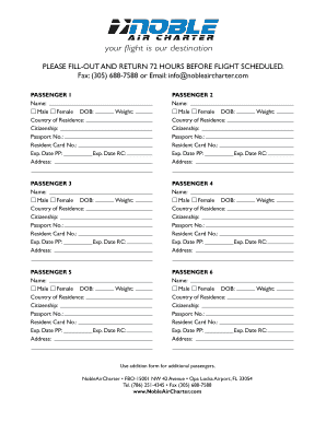 Noble Air Charter Passenger Information Form