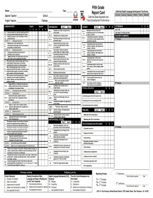 California Fifth Grade Report Card