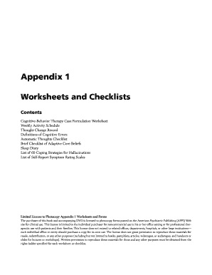 Cognitive-Behavior Therapy Worksheets