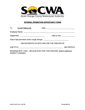 Internal Promotion Opportunity Form