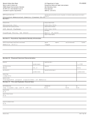 Material Safety Data Sheet