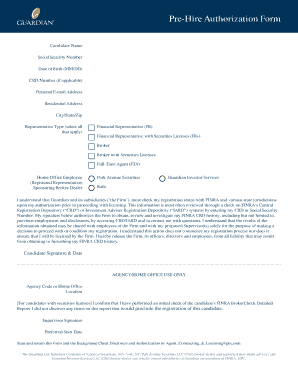 Pre-Hire Authorization Form