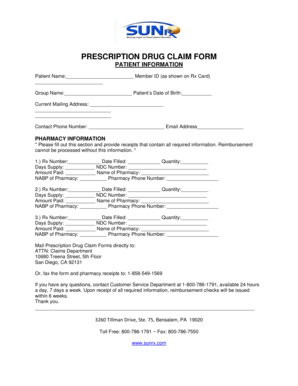 Prescription Drug Claim Form