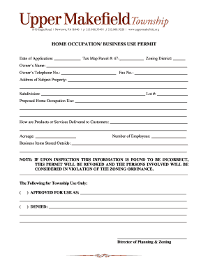 Home Occupation Business Use Permit