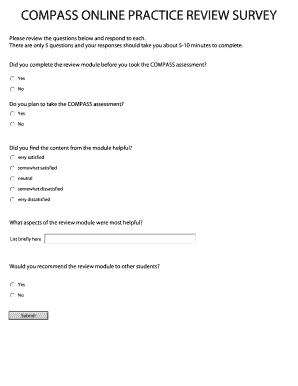Compass Online Practice Review Survey
