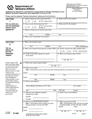 VA Form 21-535 Application for Dependency and Indemnity Compensation