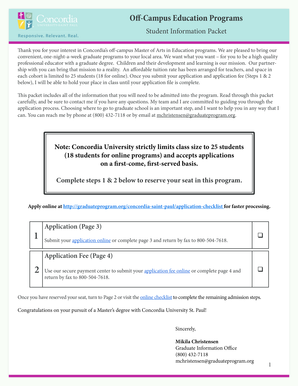 Concordia University Graduate Admission Application