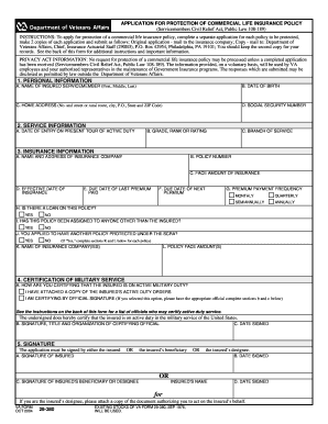 Application for Protection of Commercial Life Insurance Policy