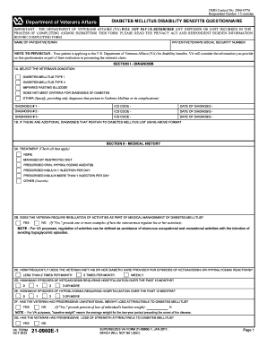 Diabetes Mellitus Disability Benefits Questionnaire