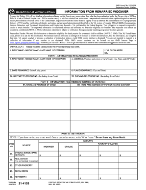 VA Form 21-4103 for Remarried Widow/Er