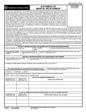 VA Form 21-4170 Marital Relationship Statement