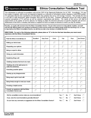 VA Ethics Consultation Feedback Form