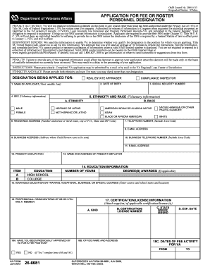 VA Form 26-6681 Application for Fee or Roster