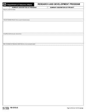 VA Research and Development Program Application