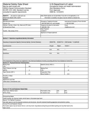 OSHA Hazard Communication Standard Form
