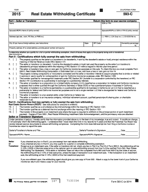 California Real Estate Withholding Certificate