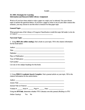 Library Research Skills Assignment