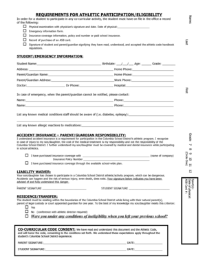 Student Athletic Participation Eligibility Form