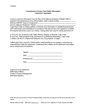 NIH Non-Public Information Protection Agreement