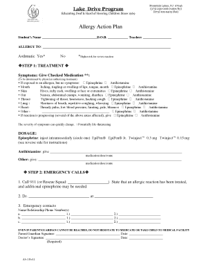 Allergy Action Plan