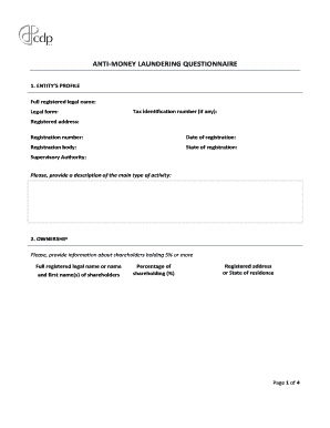 Anti-Money Laundering Questionnaire