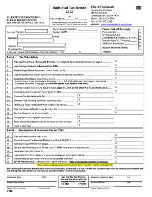 City of Cincinnati Individual Tax Return