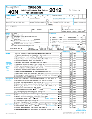 Oregon Form 40N Individual Income Tax Return