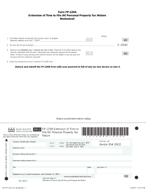 DC Personal Property Tax Return Extension Form