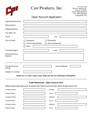 Open Account Application