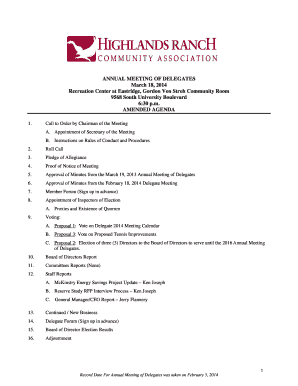 Highlands Ranch Community Association Proxy Form