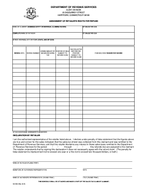 Connecticut Retailer's Rights Assignment for Refund