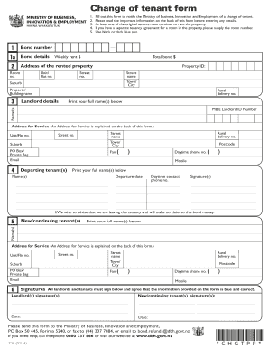 New Zealand Change of Tenant Form