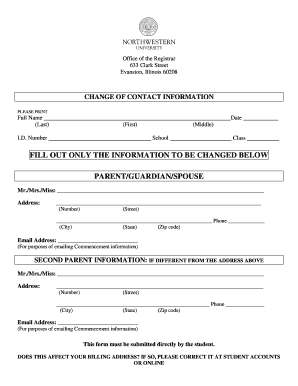 Change of Contact Information Form