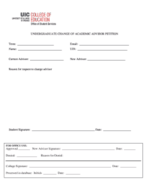 Undergraduate Change of Academic Advisor Petition