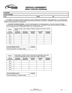 UPS Import Services Addendum