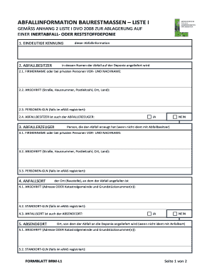 Abfallinformation BaureSTMASSEN – Liste I