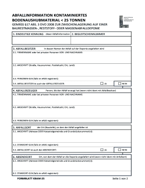 Abfallinformation kontaminiertes Bodenaushubmaterial