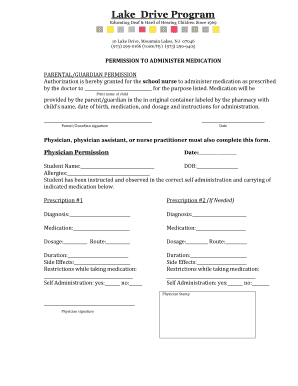 Medication Administration Permission Form