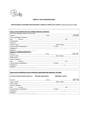 Certificazione di conferma identificazione e adeguata verifica del cliente