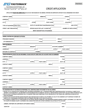 Credit Application Form