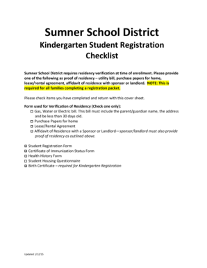 Kindergarten Student Registration Form