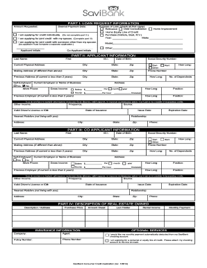 SaviBank Consumer Credit Application