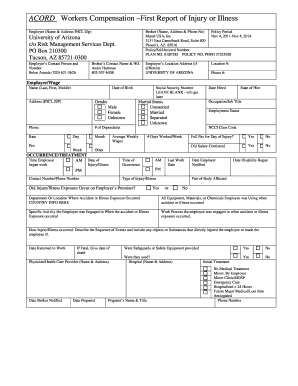 Workers Compensation First Report of Injury or Illness