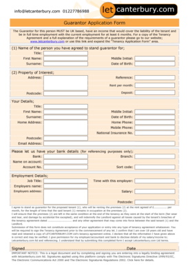 UK Tenant Guarantor Application Form