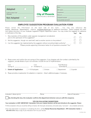 Employee Suggestion Program Evaluation Form