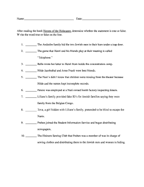 Heroes of the Holocaust Reading Comprehension Quiz