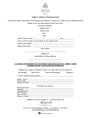 Credit Card Authorization Form